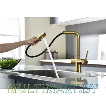 Смеситель Paulmark Serpentine Se213222-BG (золото/брашированное золото) картинка 9